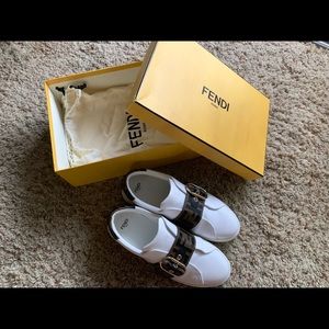 Fendi white leather sneakers